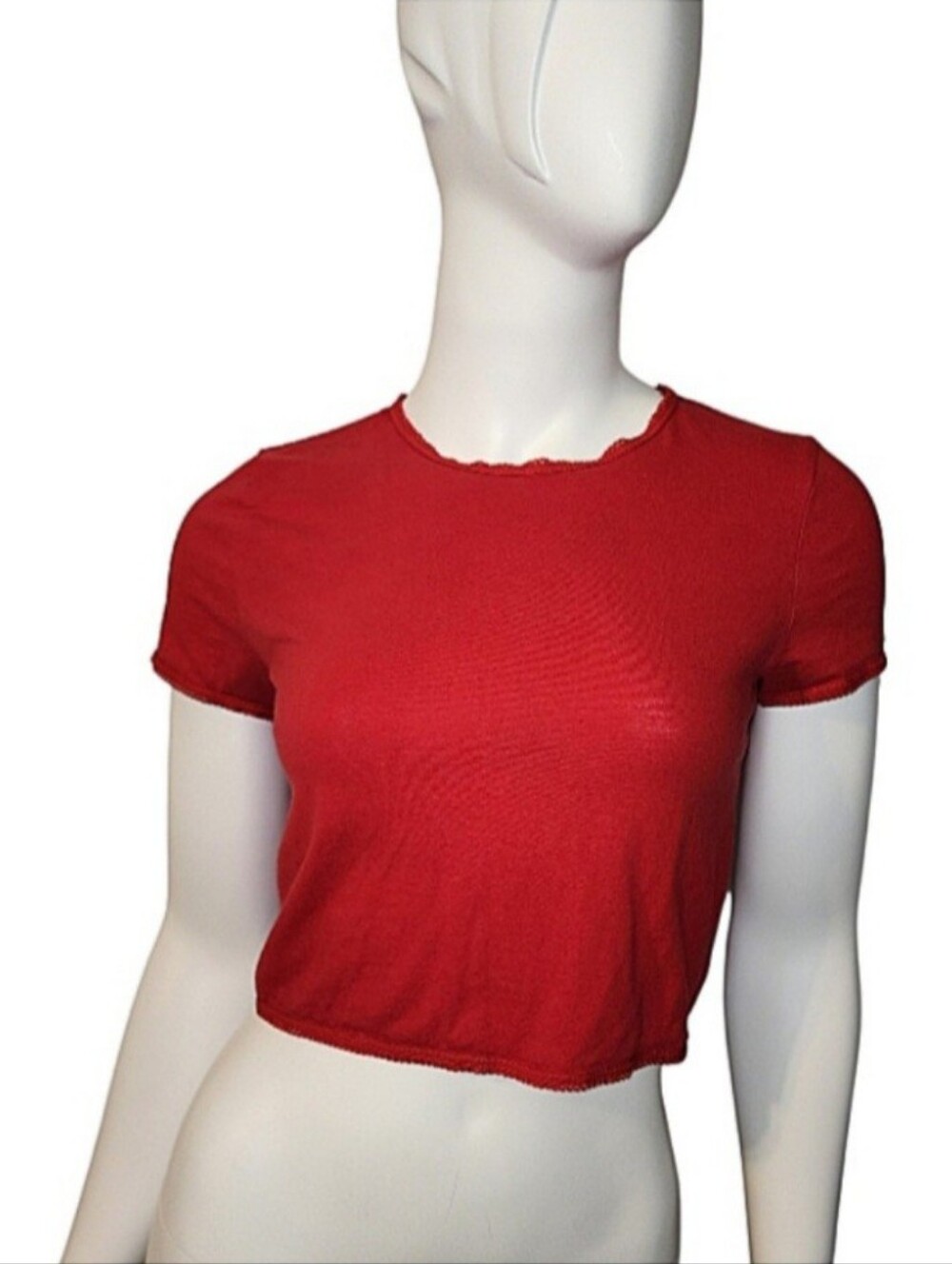 Forever 21 Women's Red Cropped Crewneck Tee Size L